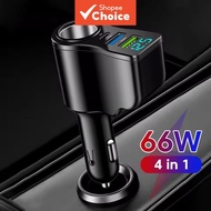 30W Four Port Car Power Adapter Dual USB PD Fast Charging For iPhone Huawei iPad