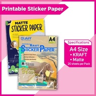 Matte Label Sticker Paper A4 Brown kraft paper 175GSM Samson Paper For Labels & 20 Sheets