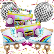 AOPHEKM 4/6pcs 4D Disco Air Ball, Radio Hip Hop Roller Skate Balloon Set, Inflatable 4D Foil Balloon