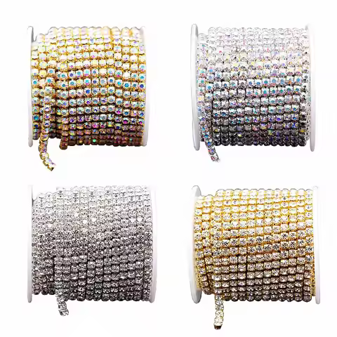 Ss6-Ss18 Claw Cup Rhinestones Chain Shiny Crystals Stones Strass Trim Sew On Rhinestones for Clothes