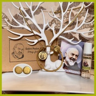 ✲ ↔ ❍ Blessed Saint Padre Pio Necklace & Bangle Bracelet Set (Original PVD 18k Italy Gold)