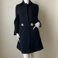 Vintage Womens Mary Quant London Coat | Vintage Luxury Black Wool Coat Size M
