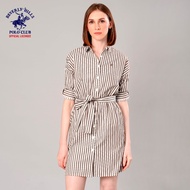 Beverly Hills Polo Club Women’s Viscose Dress in BrownEcru Stripe GS1725