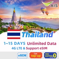Wefly Thailand SIM card 1~15 Days 4G High Speed +Unlimited Data Prepaid Sim card / eSim