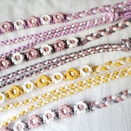 可調節法式編織小花手機掛繩 背繩