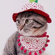 主子賣萌-水果多多系列-雙面領巾+水果帽(草莓雪沙)