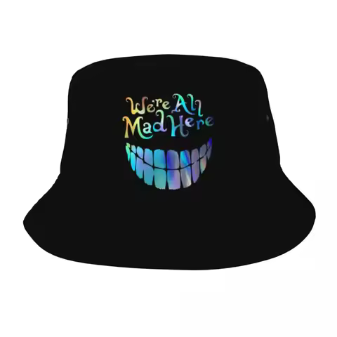 Custom We Are All Mad Here Cheshire Cat Beach Bucket Hat Men Women Unisex Summer Fisherman's Hat