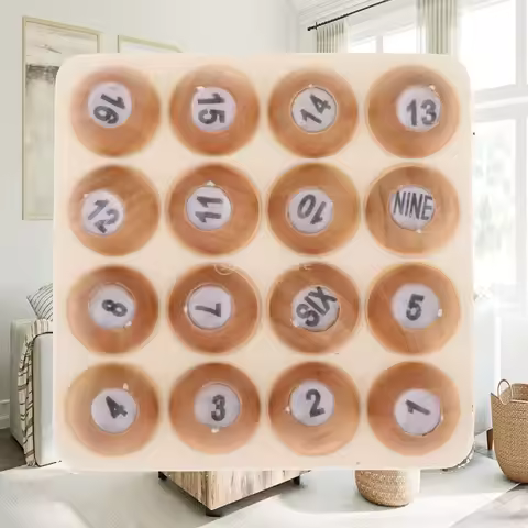 Portable Wooden Tally Ball Game Set 16 Numbered Balls with Storage Box for Billiards and Pool Table