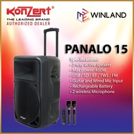 Konzert by Winland 15inch 5500W Portable Trolley Speaker with USB/SD, Bluetooth &amp; 2 UHF Wireless Mic PANALO 15