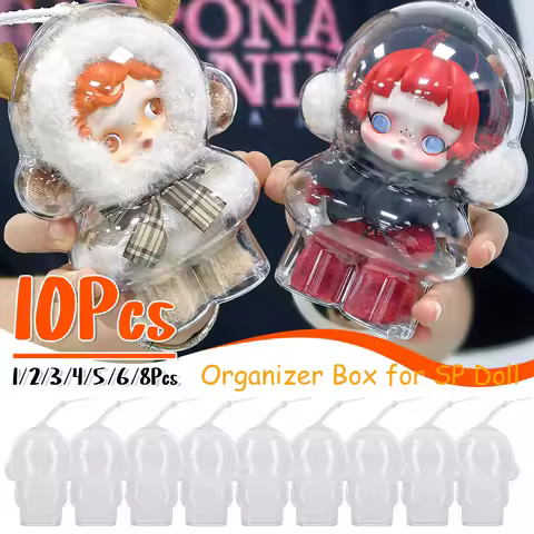 1-10PCS For Skull Panda Protective Cover Transparent Case Plush Dolls Display Bag Portable Organizer