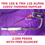 TMX 125 and TMX 155 "THERMOS or BOTTLED" Curve Type Muffler Stainless