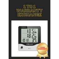 Elitech LCD Indoor/Outdoor Digital Hygrometer Thermometer with Clock and Min/Max Value Refrigerator