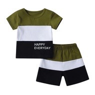 1-5years Cute Toddler Baby Boy Summer 2pcs Clothes Set New Printed Short Sleeve Patchwork T-shirt To