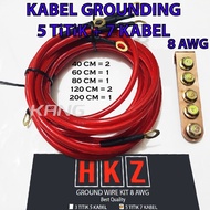 Car Grounding Cable 8AWG Cable Ground Wire Kit HKZ - 5 Points + 7 Wires