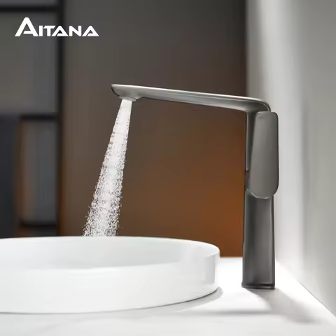 AITANA Luxury Chromium Brass Bathroom Faucet with Simple Design, Single Handle Cold and Hot Dual Con