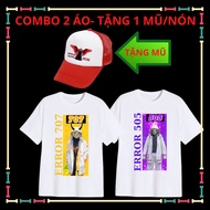Áo thun trẻ em in hình Error 404 Error 505 Error 606 Error 707-Vải thun Cotton thái mềm mịn-Tặng Mũ 