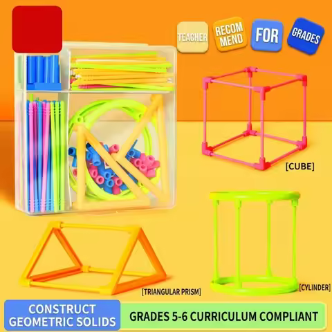 Geometry Building Set for 5th and 6th Grade Second Semester 3D Shape Recognition Combination Math Te