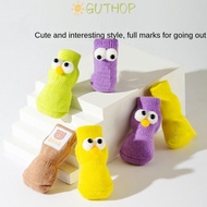 GUTHOP 4pcs Dog Socks, Cute Big Eyes Pet Socks Cats Anti-Slip Shoes,  Puppy Shoes  Protector Cover  
