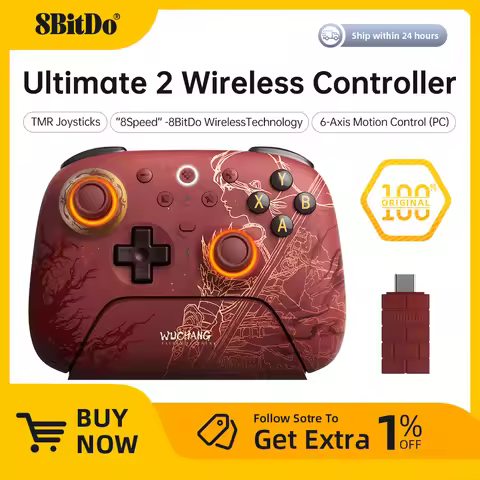 8BitDo Ultimate 2 Wireless Gaming Controller for PC & Android with TMR Joysticks, Motion Control - W