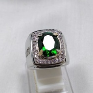 Men's RING AKIK GREEN SAFIR CHATAM RING SILVER BANGKOK 926 READY TO USE