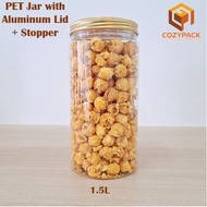 🔥Ready Stock🔥 PET Jar with Aluminum Lid and Stopper/Balang Kuih Plastic/1.5L