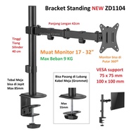 Standing Bracket Stand Table Clamp ZD-1104 New ZD1104 SINGLE ARM one Sleeve Clamp Grommet DESK MOUNT