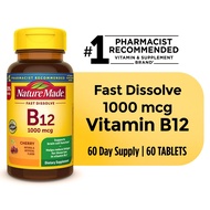 Nature Made Vitamin B12 Sublingual 1000 mcg Sugar Free Fast Dissolve Tablets 60 Count