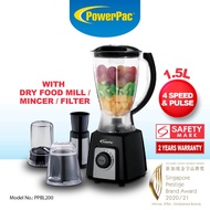 PowerPac Blender 4in1 with Dry Mill, Mincer Filter (PPBL200)