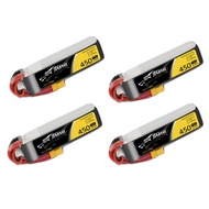 4 Packs 450mAh 7.4V 75C 2S LiPo Battery Pack with XT30 Plug - Long Size for H Frame and BETAFPV 2S W