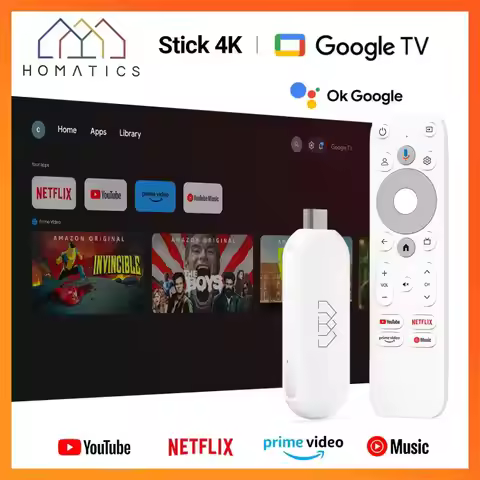 HOMATICS 4K TV Stick Netflix Google Certified Amlogic S905Y4 Google TV 12.0 Box H.265 2T2R Wifi Supp