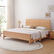 Oak Double Bed 1.8m All Solid Wood Bed 1.5m Bedroom Log Modern Simple Main Bed Nordic