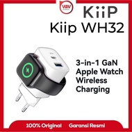 KiiP WH32 Adapter Charger 3in1 Fast Charging GaN6 22W USB-A+USB-C+iWatch Wireless Charging