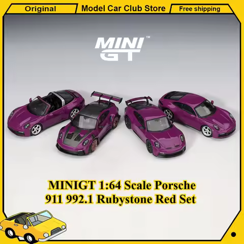 MINIGT 1:64 Scale Porsche 911 992.1 Rubystone Red Set Carrera S Targa 4S GT3 RS Alloy Car Model Diec
