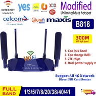 (Modified) B818 300Mbps LTE 3G 4G Wifi Routers Lan-Port Cpe Support-Sim-Card Antennas 300mbps  Porta