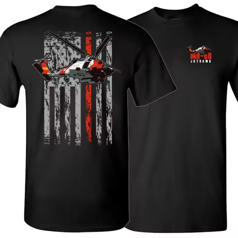 American Flag Coast Guard MH-60 Helicopter T-Shirt 100% Cotton O-Neck Summer Short Sleeve Casual Men