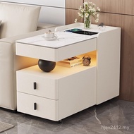 Movable Smart Side Cabinet Small Coffee Table Sofa Side Cabinet Side Table Simple Modern Slate Solid