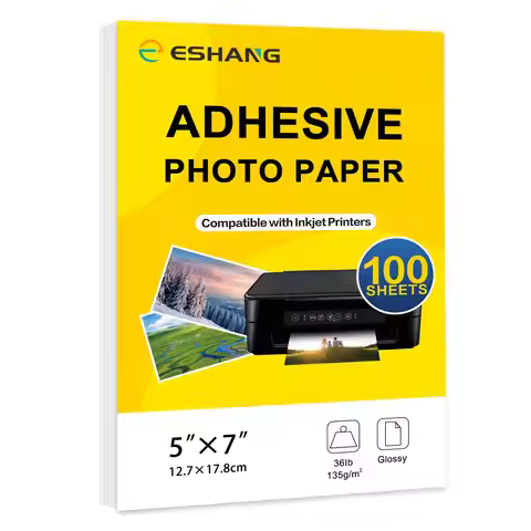 5x7 IN 135 GSM 100 Sheets Printable Glossy Sticker Photo Paper Full Sheet Inkjet Self Adhesive Photo