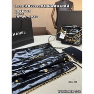 Chanel Chanel 22bag Garbage Bag 22 Small Bag Black Gold Leather Hobo
