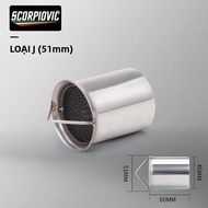 Bộ Giảm Thanh Xả Xe Máy Đầu Vào 51mm/60mm Với Bộ Giảm Thanh DB Killer Di Chuyển Được Để Giảm Tiếng Ồ