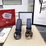 GUCCI GUCCI Men's Classic Belt Wide 4.0 Interlocking GG Belt Travel Cowhide Pressed Double G Pattern