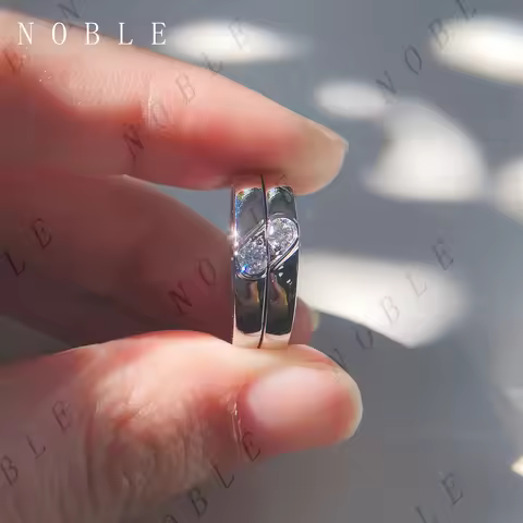 White Gold AU750 Couple Ring Test Positive Moissanite Pair Rings For Woman and Man AU750 Couple Jewe