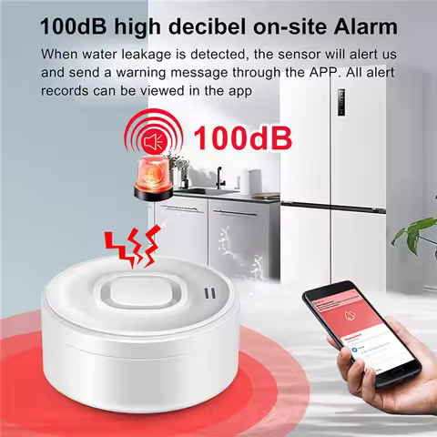 Smart WIFI Water Leak Detector 100dB High-Volume Alarm Remote Real-Time APP Alerts Wireless Stereo S