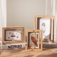 (2 Colors) Wooden Frame Add A Picture 360 Degree Rotation Tabletop Type