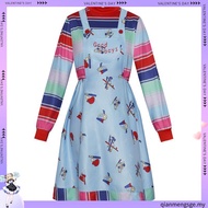 Adult Chucky Cosplay Costume - Striped Shirt & Jumpsuit Set