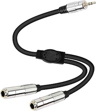XMSJSIY 3.5mm to Dual 6.35mm Y Splitter Cable, 3.5mm 1/8" TRS Male to Dual 6.35mm 1/4" TS Female Ste