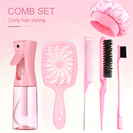 6-Piece Curling Styling Comb Set: Tangle-Free, Anti-Static Brushes with Replaceable Spray Bottle & S
