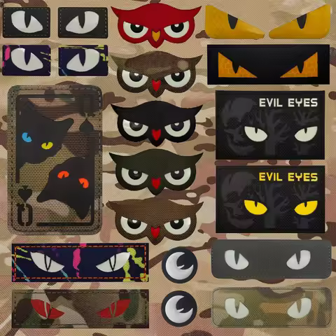 Evil Cat Eyes Luminous Patch Owl Badge Military Helmet Decorative Applique Tactical Patches Stickers
