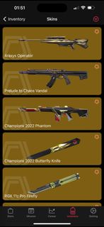 Valorant act lv52 冠軍+RGX 蝴蝶刀 多skin高battle pass lv