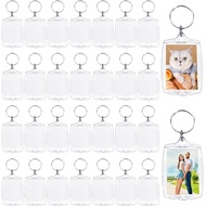 Baaxxango 30 pcs Acrylic Photo Frame Keyring,2.16 x 1.5 Inch/5.5 x 4 cm Personalized Keychains,Clear