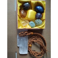 Natural Crystal Stone with Stone Holder Necklace - 7 Chakra Healing Crystal Set